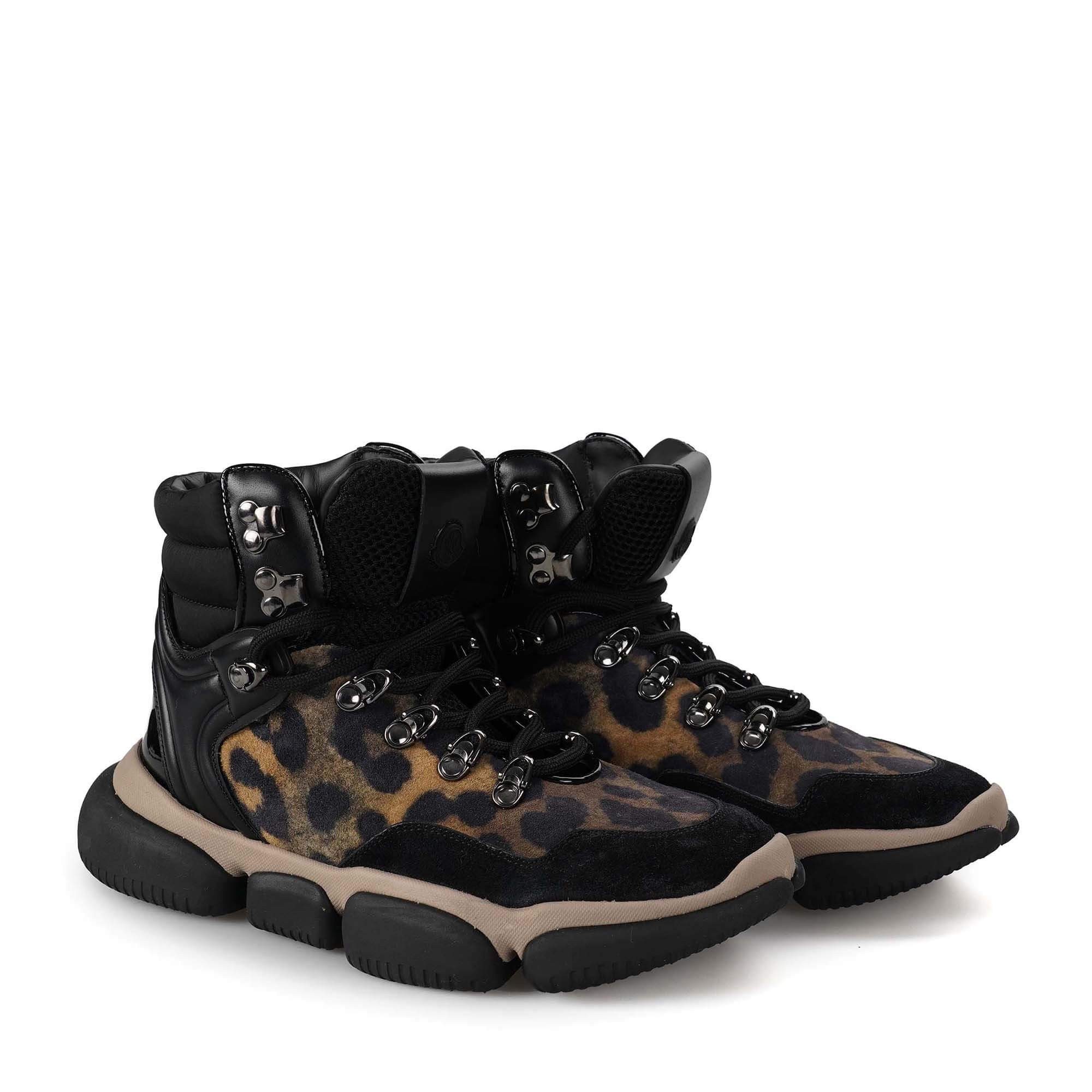 Moncler - Leopard Print Nubuck and Leather Boots 